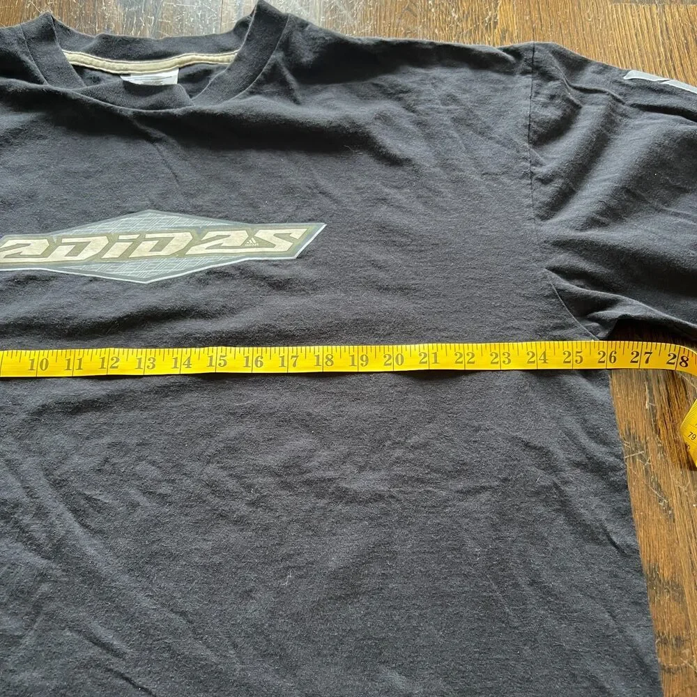 Vintage Y2K Adidas Spell Out Long Sleeve T-Shirt Black Gray Streetwear XL